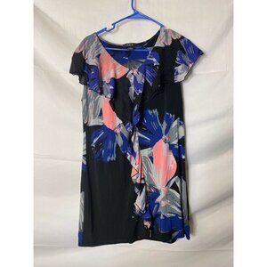 STYLE CO ROMANTIC‎ FLORAL DRESS WOMENS SIZE MEDIUM 10/12 RUFFLES KNEE LENGTH